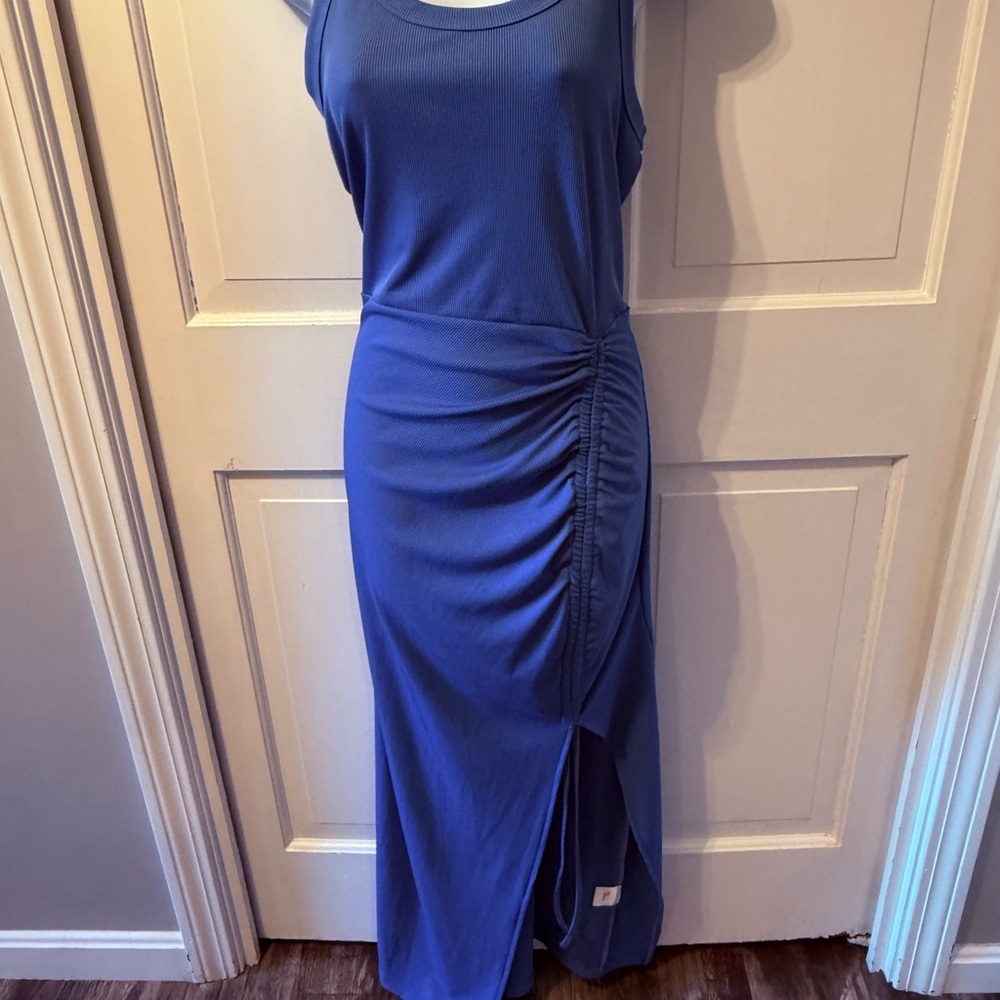 Chic Blue Ruched Maxi Dress - Picture 5 of 9